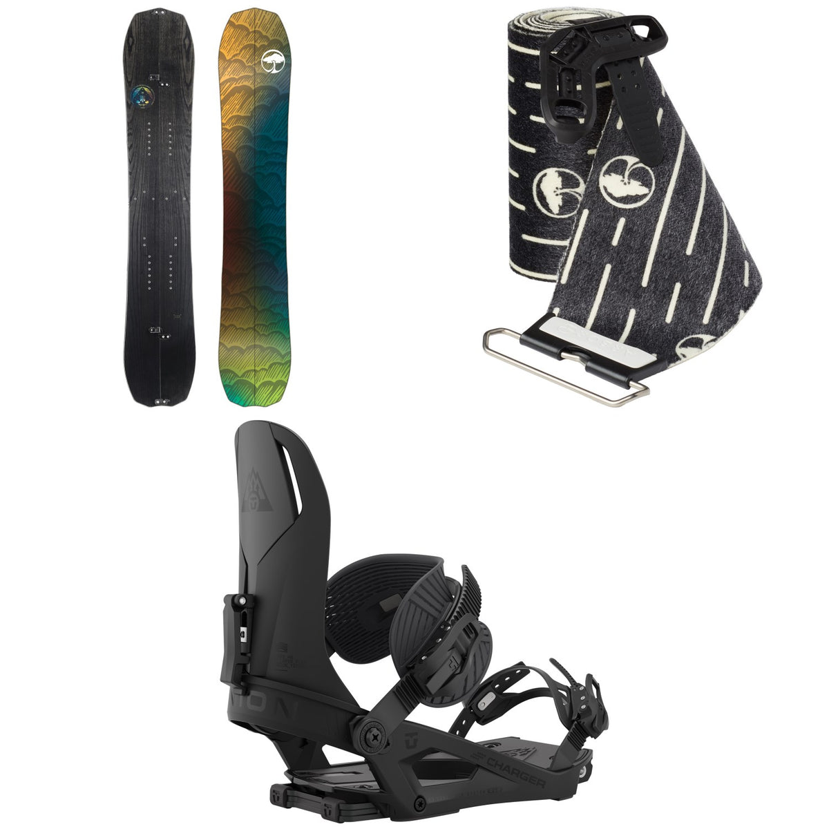 Arbor Bryan Iguchi Pro Camber Splitboard 2023 + Guch Splitboard Skins + Union Charger Splitboard Bindings 2023