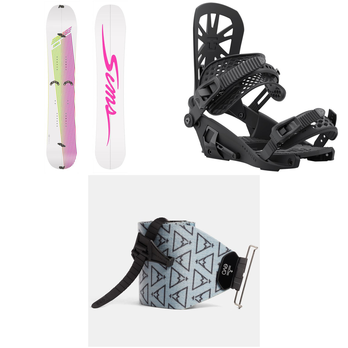 Sims ATV-X Splitboard + Union Explorer Splitboard Bindings + evo x Pomoca Pro Glide Splitboard Skins 2022