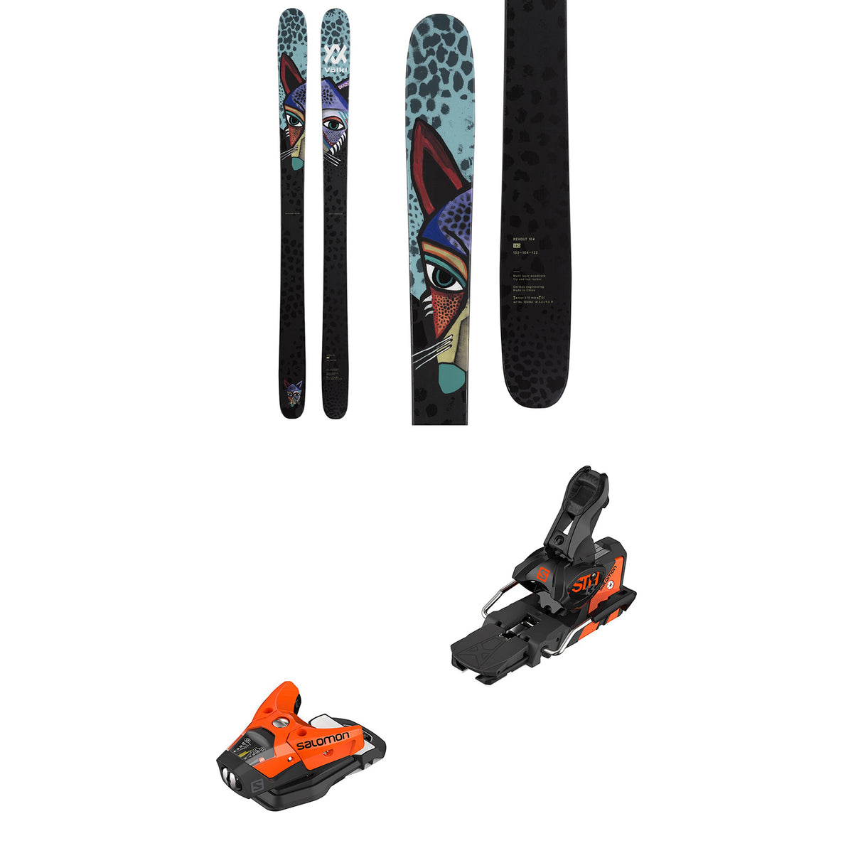 Völkl Revolt 104 Skis + Salomon STH2 WTR 13 Ski Bindings 2022 Orange/Black