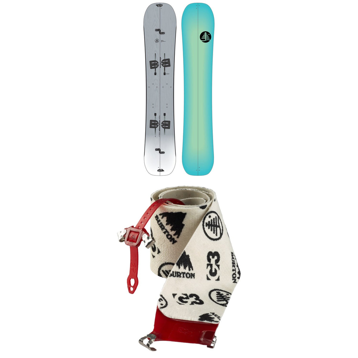 Burton Family Tree Leader Board Splitboard 2022 + Burton x G3 High Traction Splitboard Climbing Skins