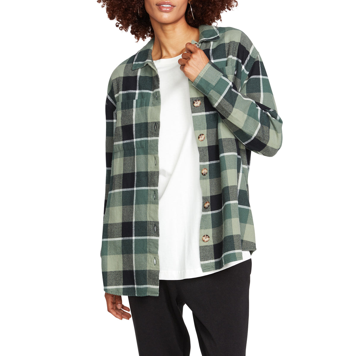 Volcom Oversize ME Flannel - Women's Dark Pine