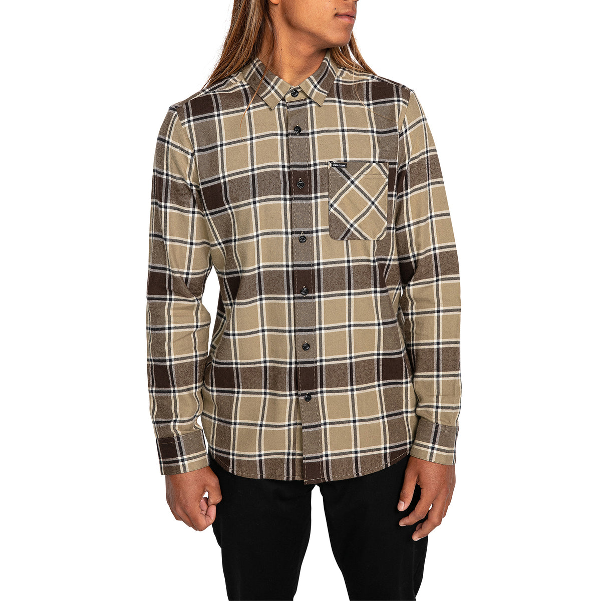 Volcom Caden Plaid Long-Sleeve Shirt - Men's Khaki