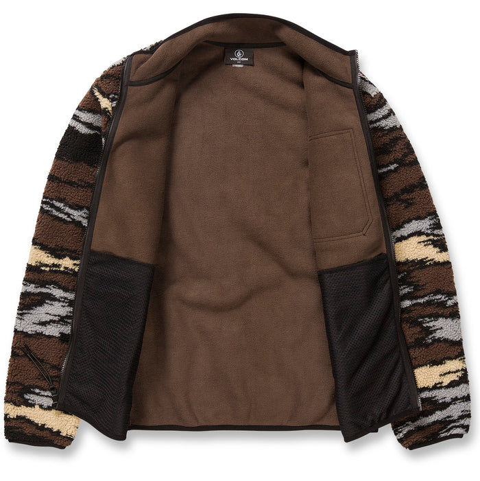 Volcom Muzzer Fuzzar Zip Up Sweatshirt - Men's Bark Brown