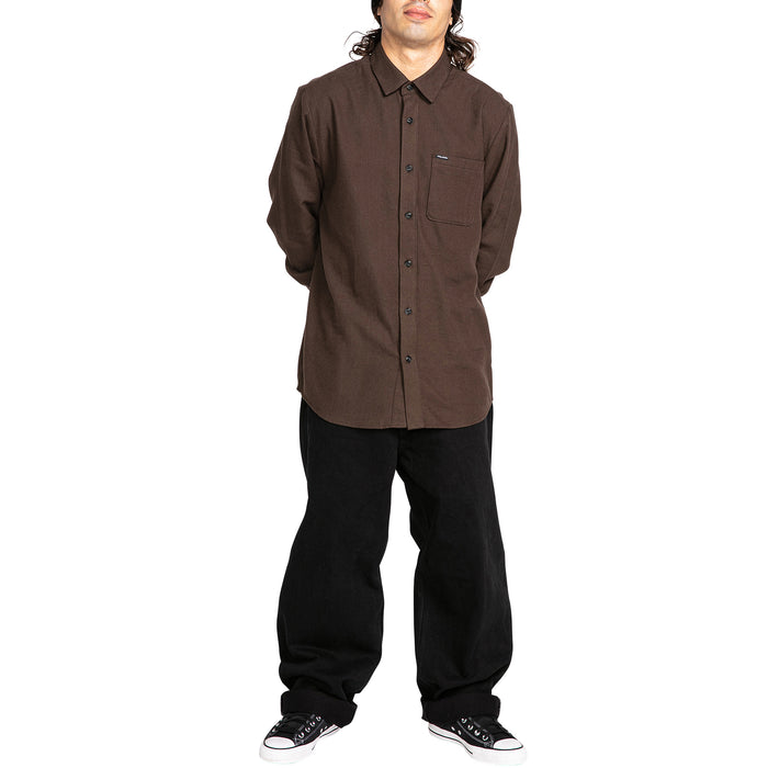 Volcom Caden Solid Long-Sleeve Shirt - Men's Dark Brown