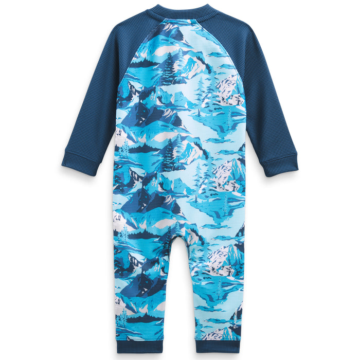The North Face Waffle Baselayer One Piece - Infants' Acoustic Blue Snow Peak Mountains Print