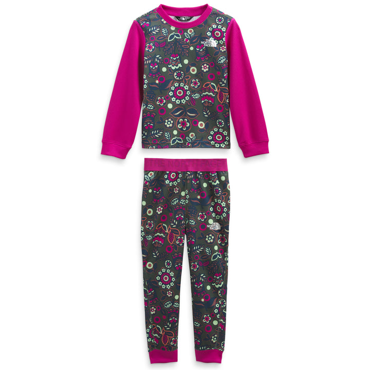 The North Face Waffle Baselayer Set - Toddlers' Thyme TNF Forest Floral Print