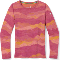 Smartwool Merino 250 Base Layer Pattern Crew Top - Kids' Sunset Coral Mountain Scape::Sunset Coral Mountain Scape