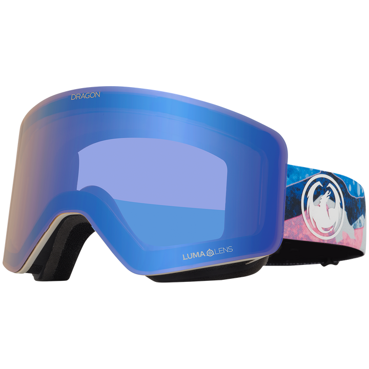 Dragon R1 OTG Low Bridge Fit Goggles Mtn Bliss/LumaLens Flash Blue+LumaLens Dark Smoke