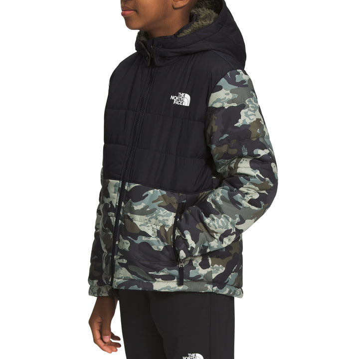 The North Face Printed Reversible Mount Chimbo Full Zip Hooded Jacket - Boys' New Taupe Green Never Stop Camo Print