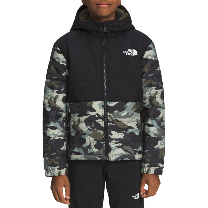 The North Face Printed Reversible Mount Chimbo Full Zip Hooded Jacket - Boys' New Taupe Green Never Stop Camo Print