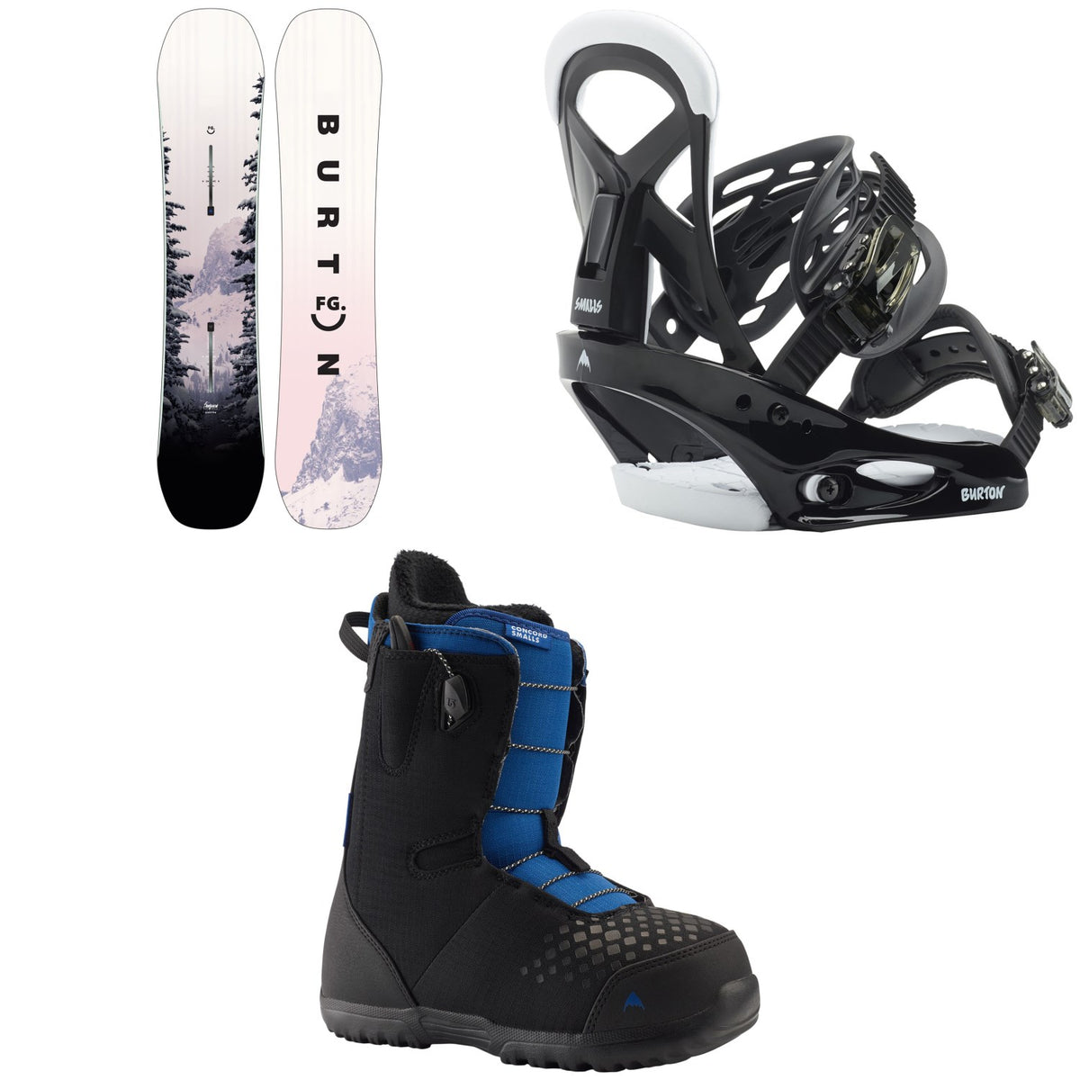 Burton Feelgood Smalls Snowboard + Mission Smalls Snowboard Bindings + Concord Smalls Snowboard Boots - Kids' 2023