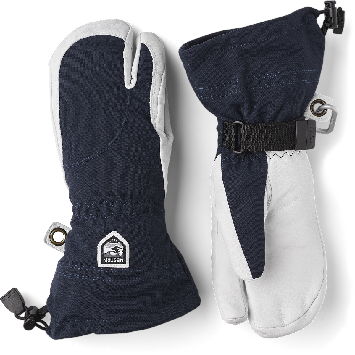 Hestra Heli 3-Finger Mittens - Women's Navy/Off White