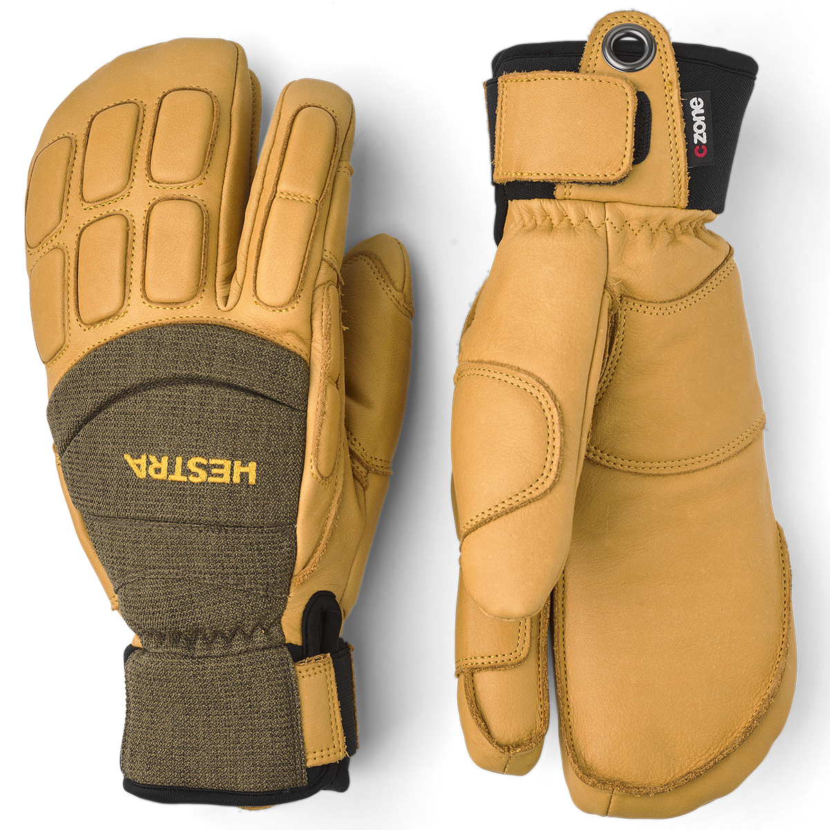 Hestra Vertical Cut CZone 3-Finger Mittens Olive/Tan