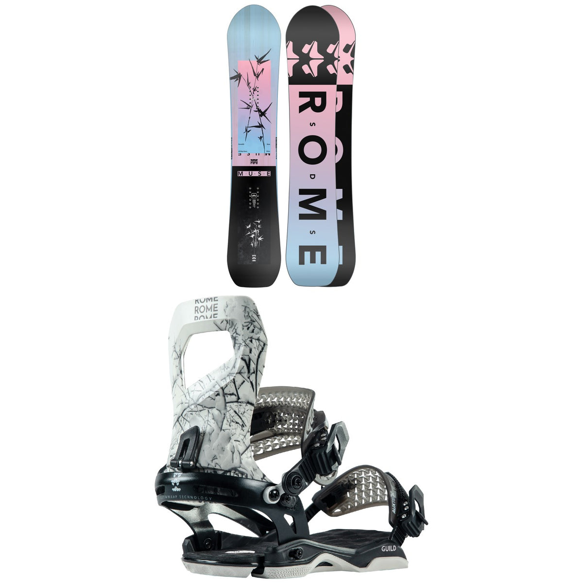 Rome Muse Snowboard + Guild Snowboard Bindings - Women's 2023