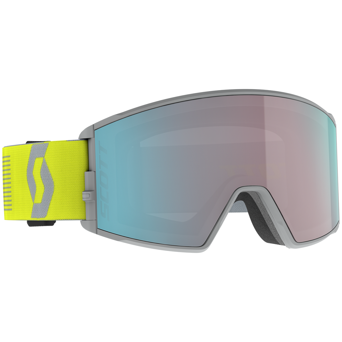 Scott React Goggles Virescent Yellow/Light Grey/Enhancer Aqua Chrome
