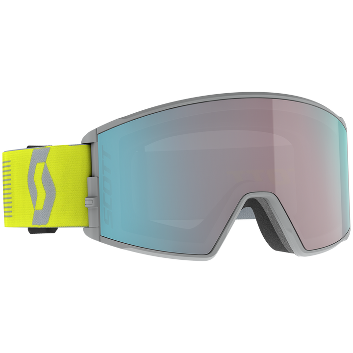 Scott React Goggles Virescent Yellow/Light Grey/Enhancer Aqua Chrome