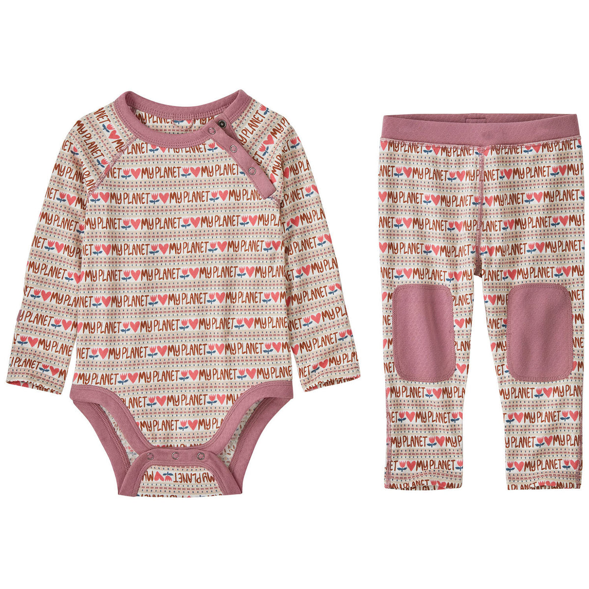 Patagonia Capilene Midweight Baselayer Set - Infants' Planet Hearts: Light Star Pink