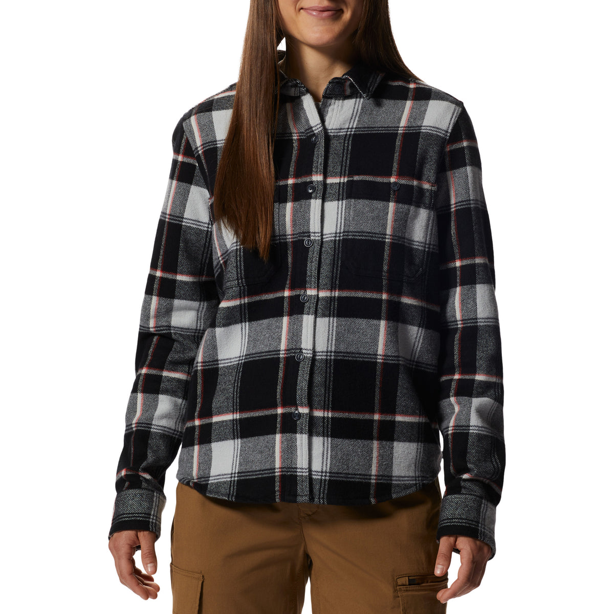 Mountain Hardwear Plusher™ Long-Sleeve Shirt - Women's Black Tartan Plaid
