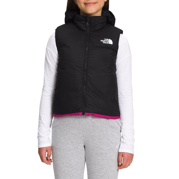 The North Face Reversible North Down Hooded Vest - Girls' Fuschia Pink