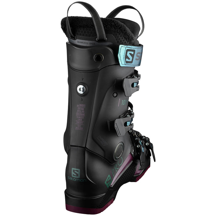 Salomon S/Pro 100 W GW Ski Boots - Women's 2023 Black/Burgandy/Shift Green