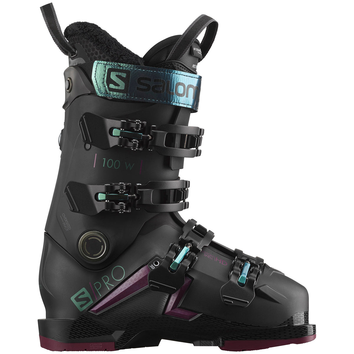 Salomon S/Pro 100 W GW Ski Boots - Women's 2023 Black/Burgandy/Shift Green
