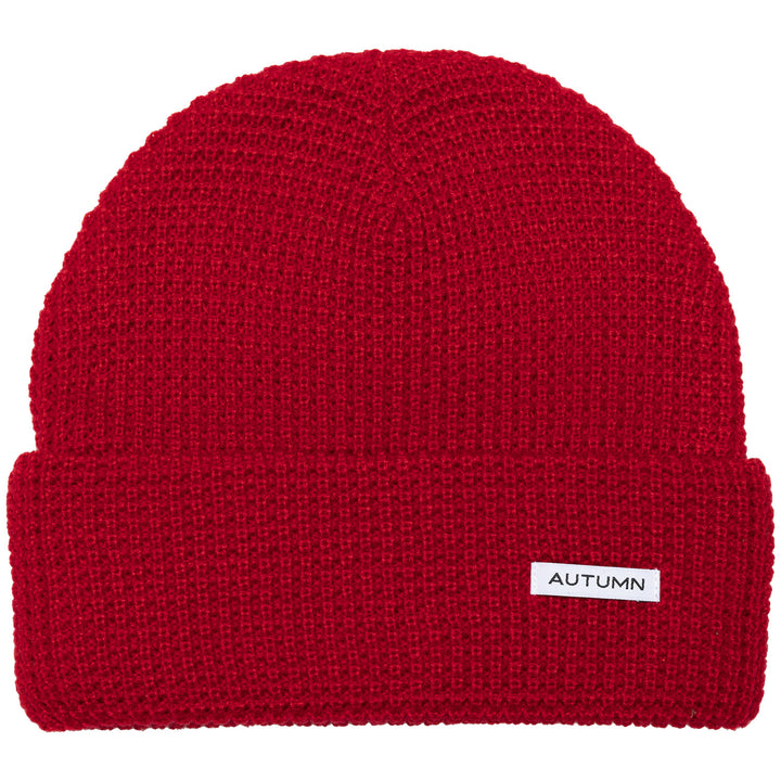 Autumn Waffle Beanie Red
