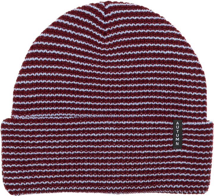 Autumn Stripe Beanie Burgandy/Blue