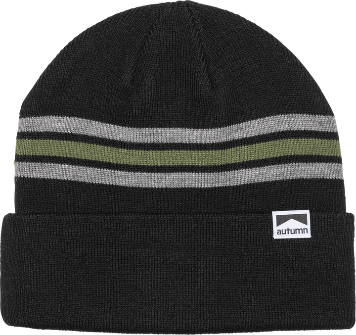 Autumn Bold Stripe Beanie Black