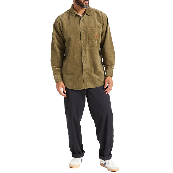Brixton Porter Waffle Corduroy Long-Sleeve Shirt - Men's Military Olive