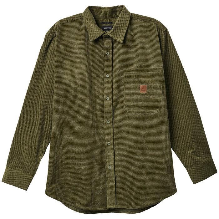 Brixton Porter Waffle Corduroy Long-Sleeve Shirt - Men's Military Olive