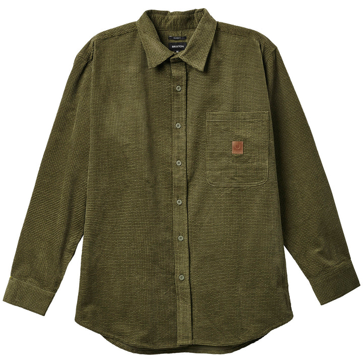 Brixton Porter Waffle Corduroy Long-Sleeve Shirt - Men's Military Olive