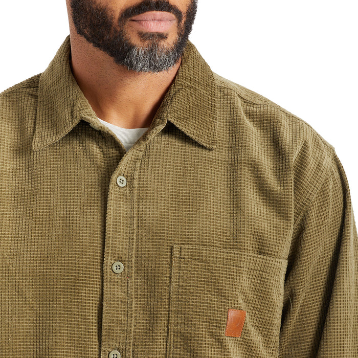 Brixton Porter Waffle Corduroy Long-Sleeve Shirt - Men's Military Olive