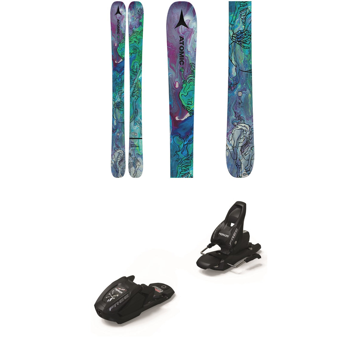 Atomic Bent Chetler Mini Skis + Marker Free 7 Ski Bindings - Kids'