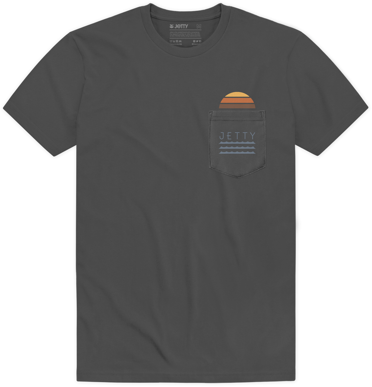 Jetty Lightwave Pocket T-Shirt - Men's Charcoal