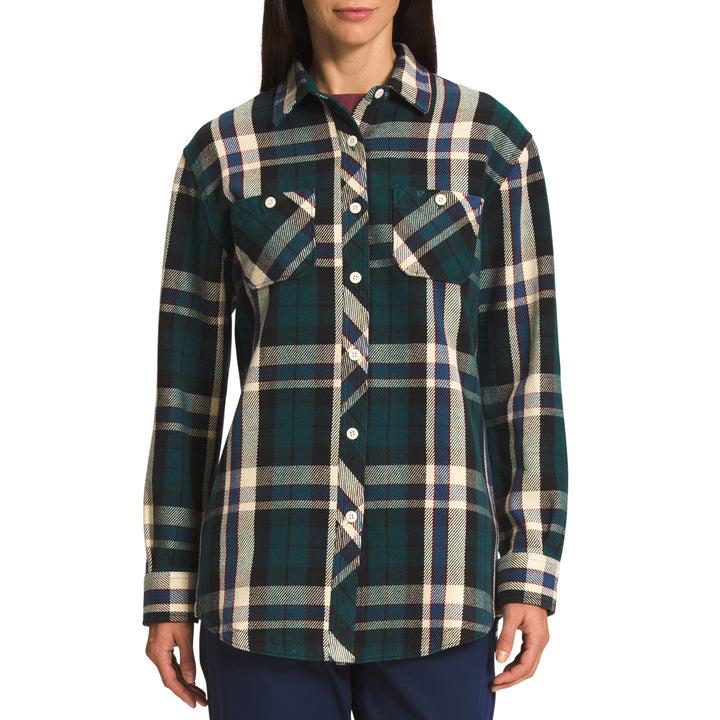 The North Face Valley Twill Flannel Shirt - Women's Shady Blue Large Icon Plaid 2
