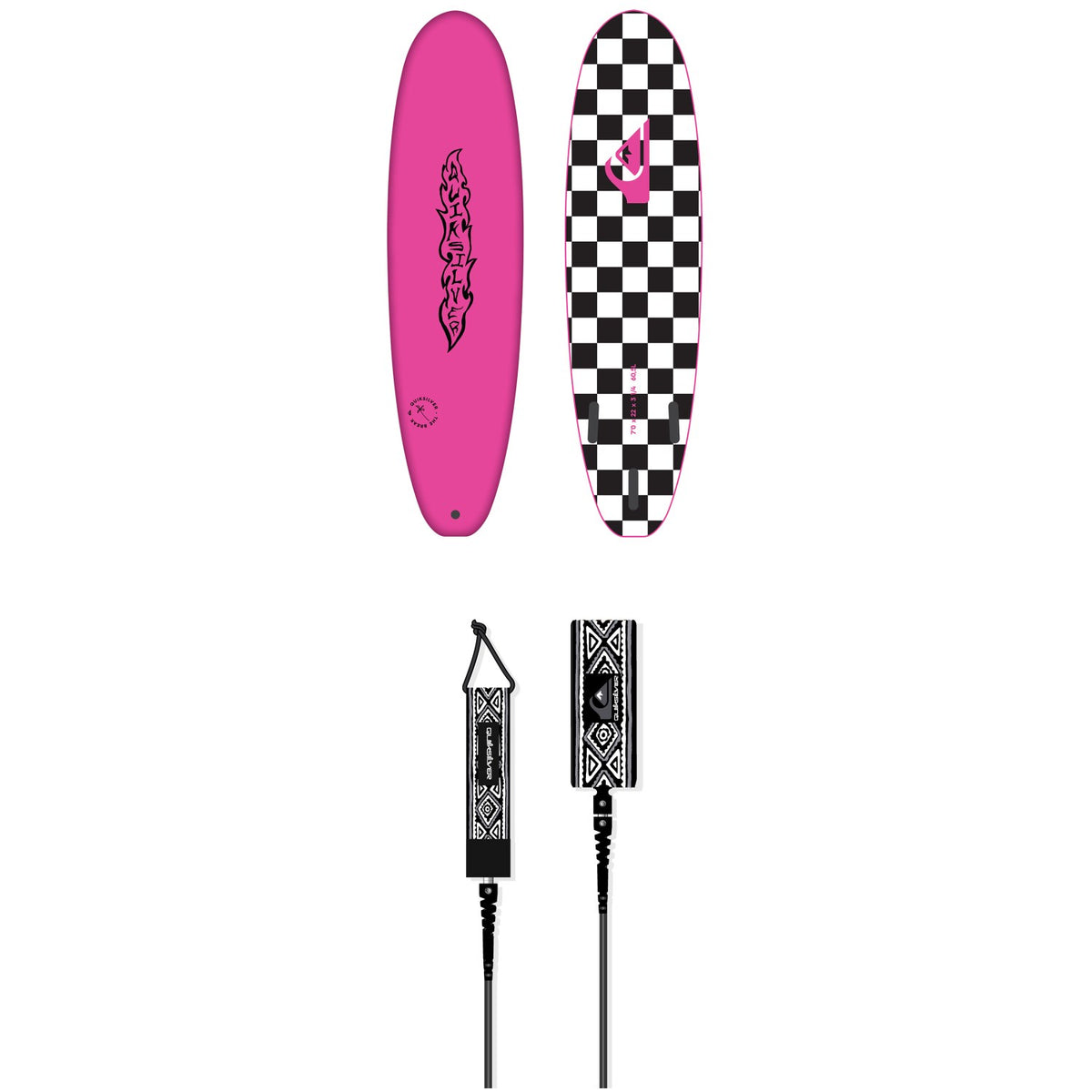 Quiksilver Soft Break 7' Surfboard + Quiksilver Roots Leash