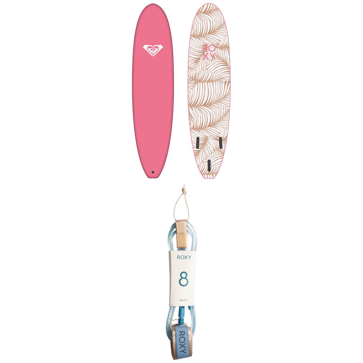 Roxy Soft Break 8' Surfboard - Women's + Roxy Morotai Leash - Women's