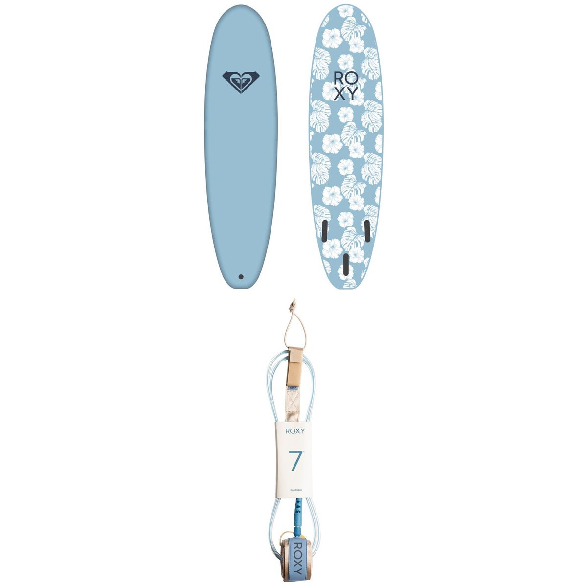 Roxy Soft Break 7' Surfboard + Roxy Lohifushi Leash - Women's