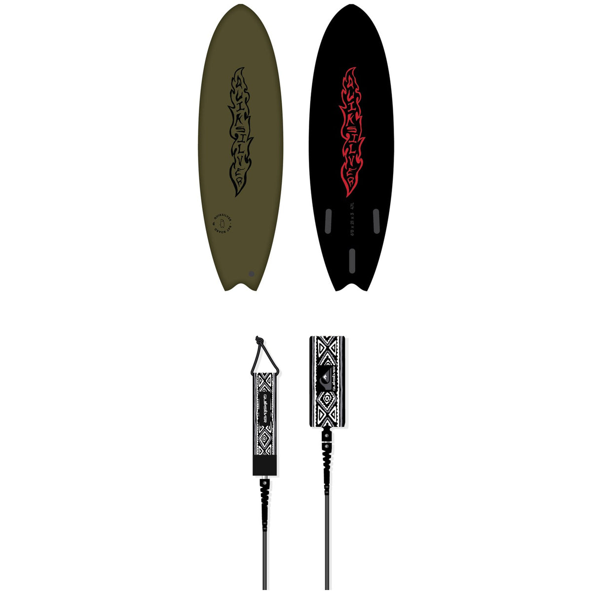 Quiksilver Soft Bat 6' Surfboard + Quiksilver Roots 6' Leash
