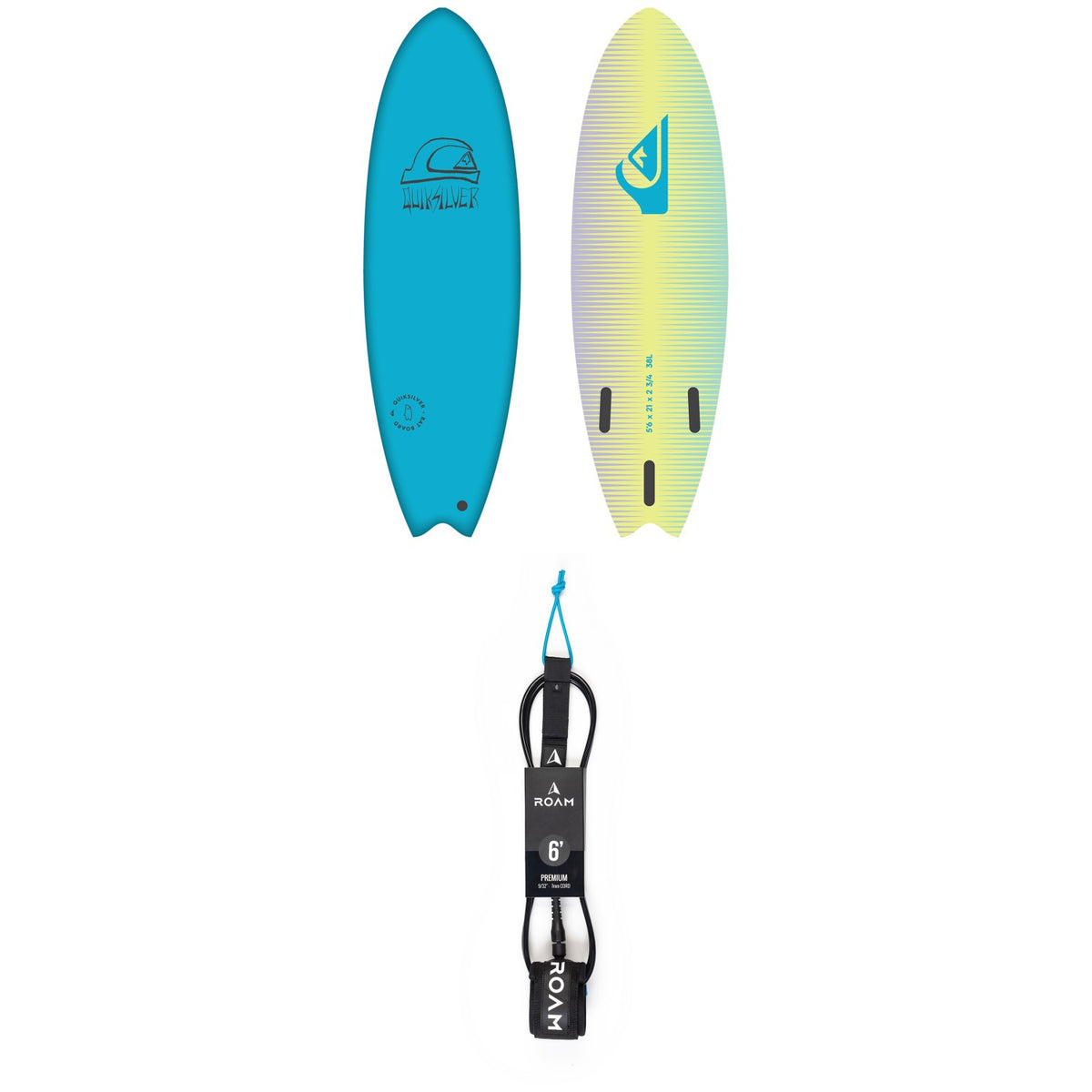 Quiksilver Soft Bat 6' Surfboard + Roam Premium 6' Leash