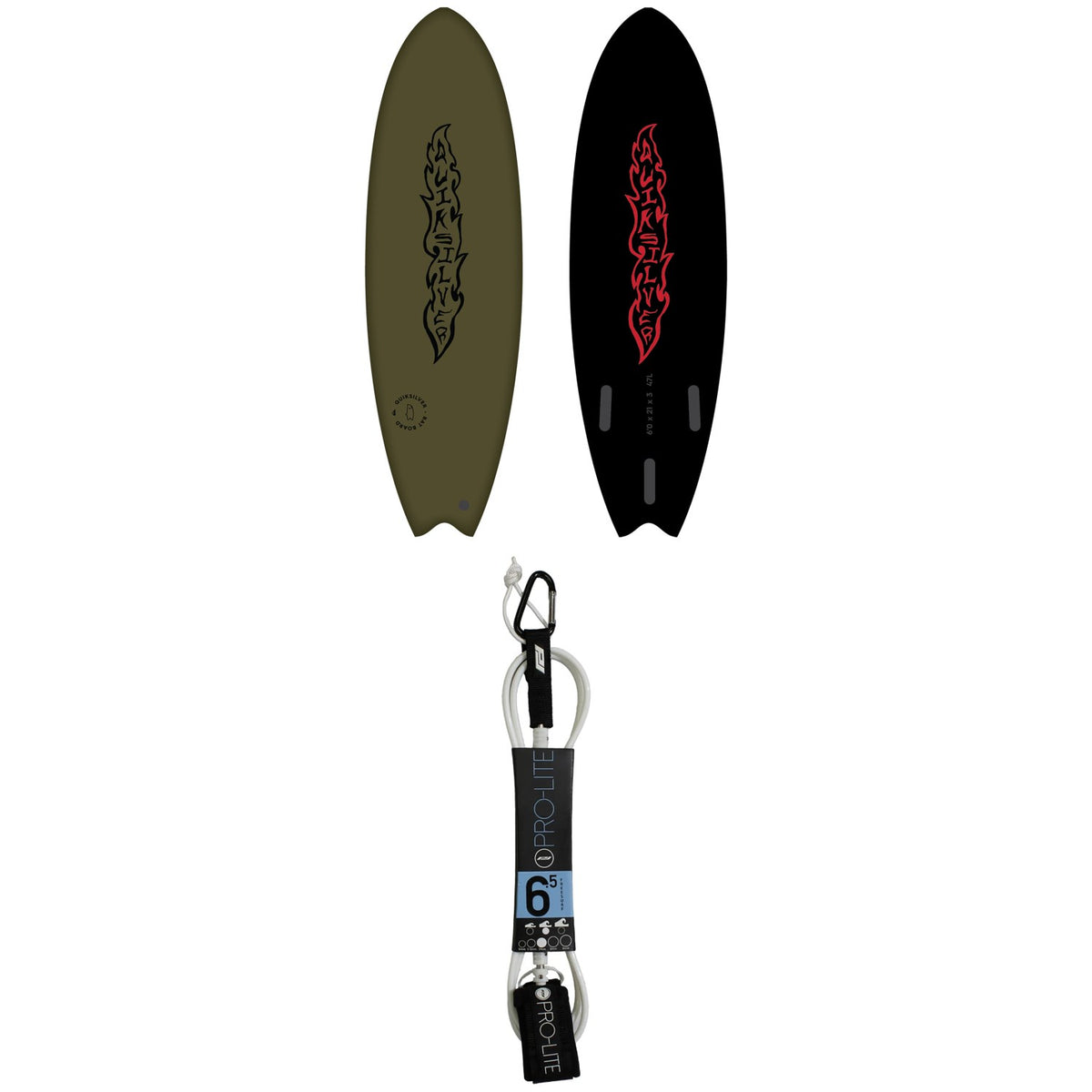 Quiksilver Soft Bat 6'6" Surfboard + Pro-Lite 6.5' FreeSurf Surfboard Leash