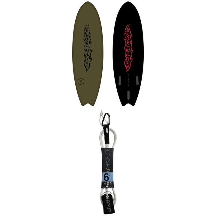 Quiksilver Soft Bat 6'6" Surfboard + Pro-Lite 6.5' FreeSurf Surfboard Leash