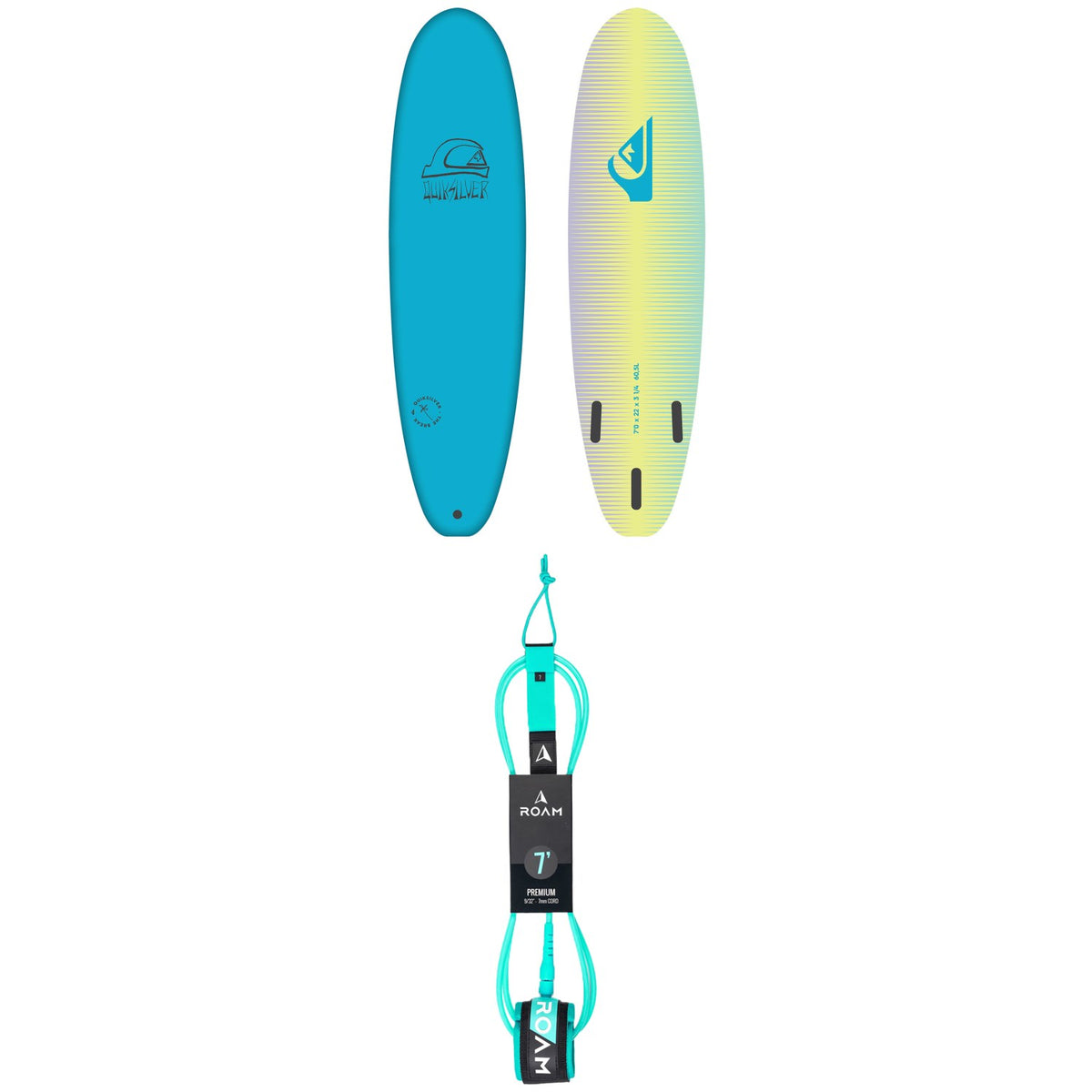 Quiksilver Soft Break 7' Surfboard + Roam Premium 7' Leash