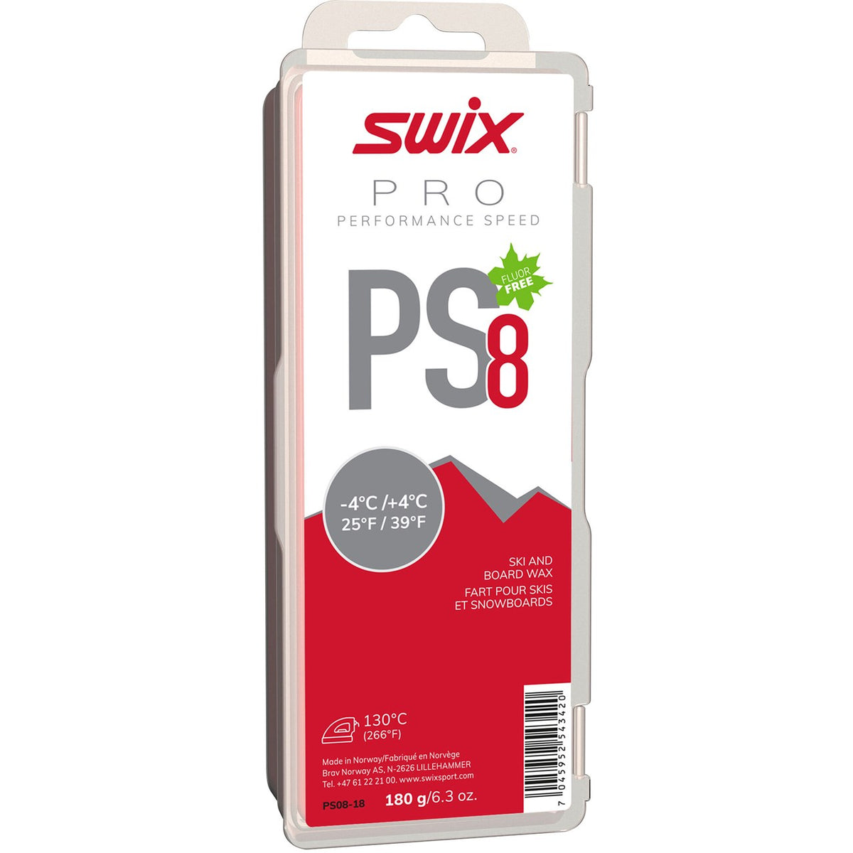 SWIX PS8 Red -4°C/4°C 180g Wax None