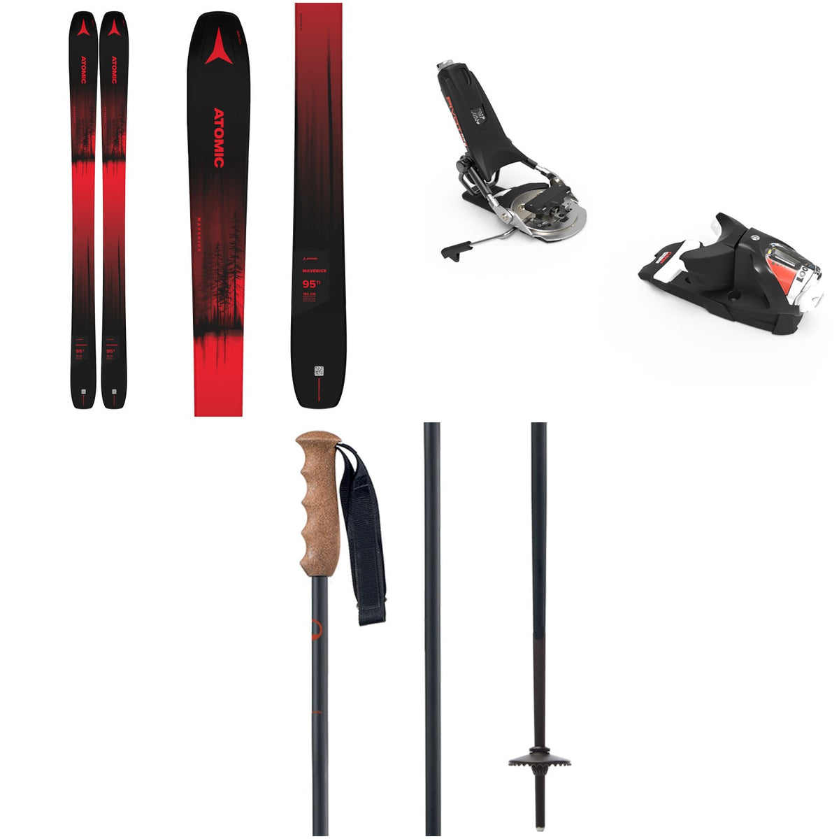 Atomic Maverick 95 Ti Skis + Look Pivot 12 GW Ski Bindings + Season Aluminum Ski Poles
