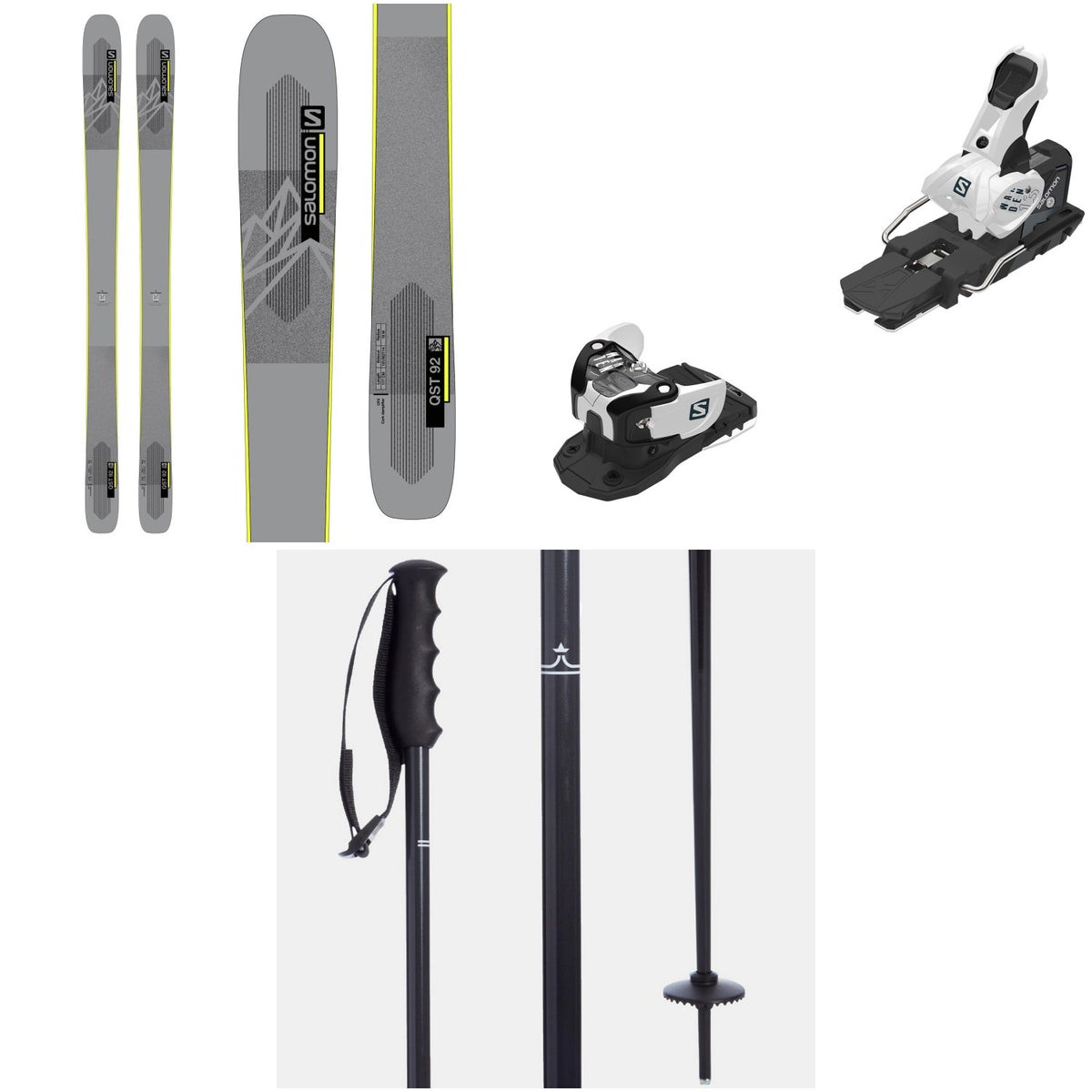Salomon QST 92 Skis + Warden MNC 13 Ski Bindings + evo Merge Ski Poles 2022