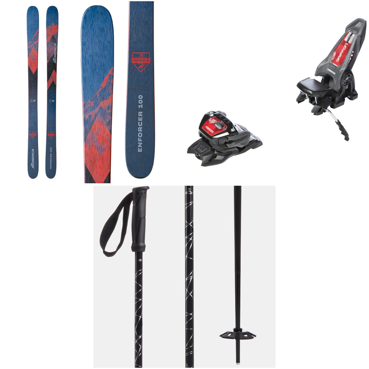 Nordica Enforcer 100 Skis + Marker Griffon 13 ID Ski Bindings + evo Refract Ski Poles 2023