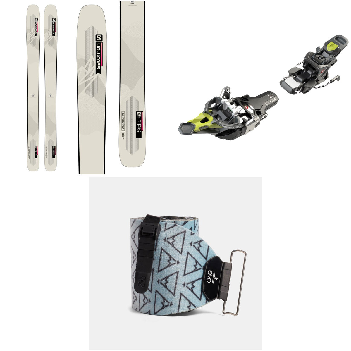 Salomon QST Stella 106 Skis - Women's 2022 + Fritschi Tecton 12 Alpine Touring Ski Bindings 2022 + evo x Pomoca Pro Glide Climbing Skins