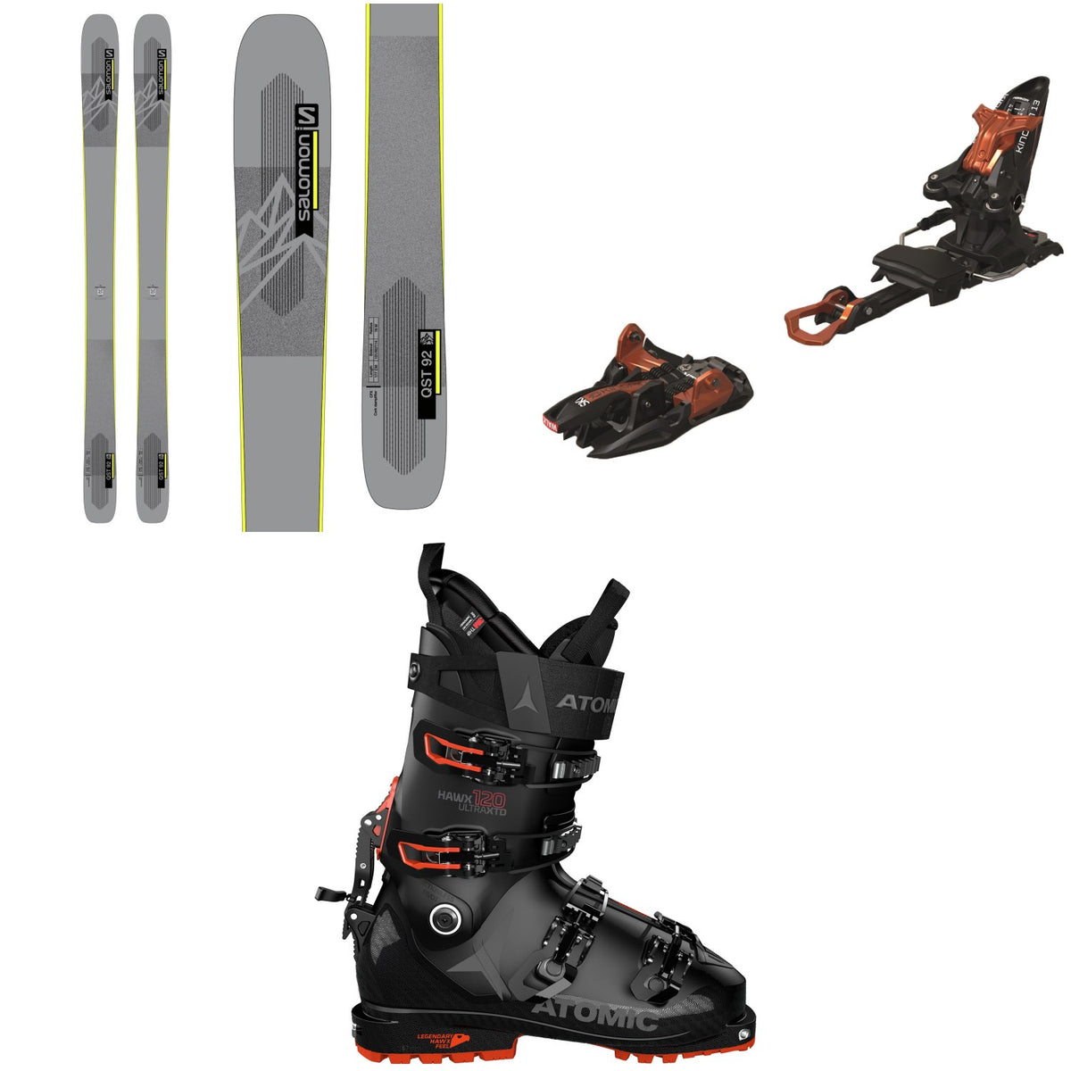 Salomon QST 92 Skis + Marker Kingpin 13 Alpine Touring Ski Bindings + Atomic Hawx Ultra XTD 120 Alpine Touring Ski Boots 2022