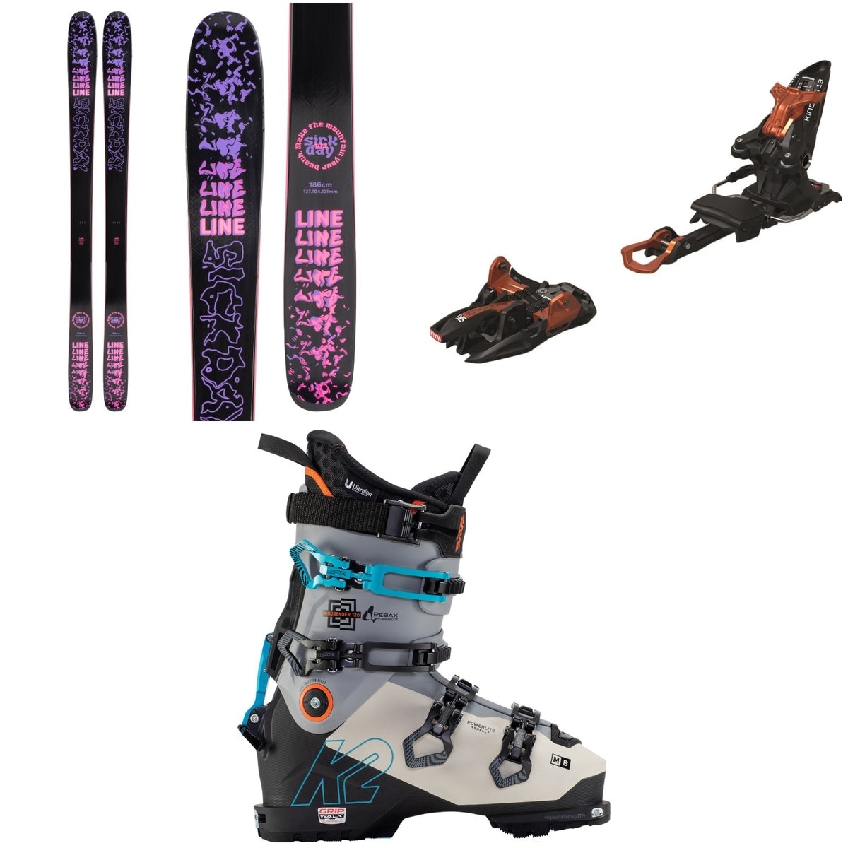 Line Skis Sick Day 104 Skis + Marker Kingpin 13 Alpine Touring Ski Bindings + K2 Mindbender 120 Alpine Touring Ski Boots 2022